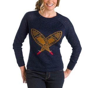 Woolrich Wool Mohair Blend Snowshoe Crew Neck Sweater Deep Blue Sea Apres Ski